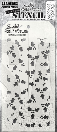 Stampers Anonymous Tim Holtz Tiny Holly Layering Stencil (THS189) Stampers Anonymous Tim Holtz Tiny Holly Layering Stencil (THS189)