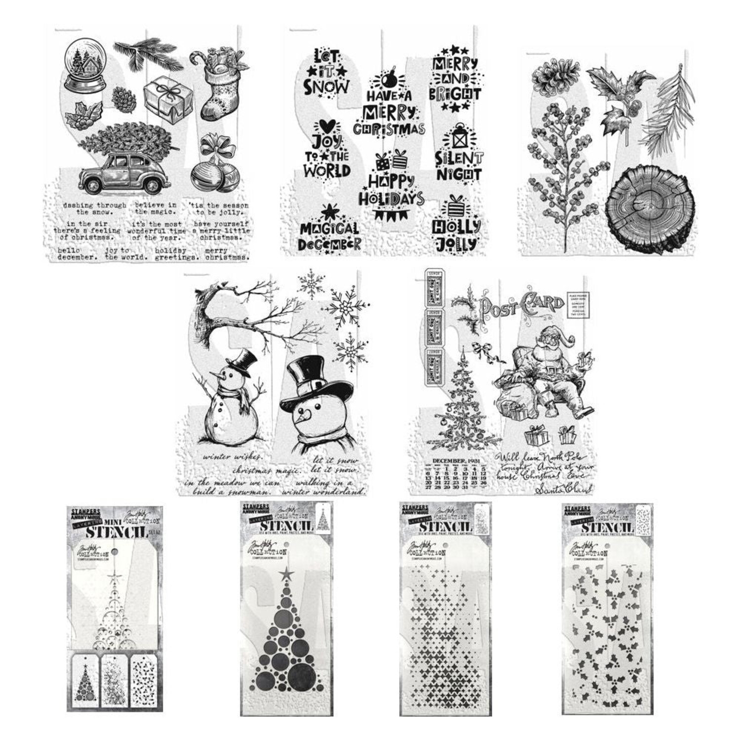 Tim Holtz スタンプ まとめ売り Stampers Anonymous Tim Holtz 2024 Christmas Stamps & Stencils