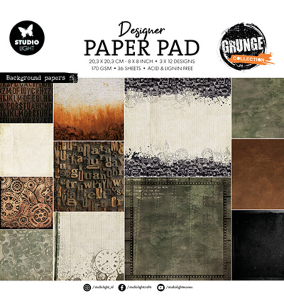 Studio Light Grunge 8x8 Inch Background Paper Pad (SL-GR-DPP243) Studio Light Grunge 8x8 Inch Background Paper Pad (SL-GR-DPP243)