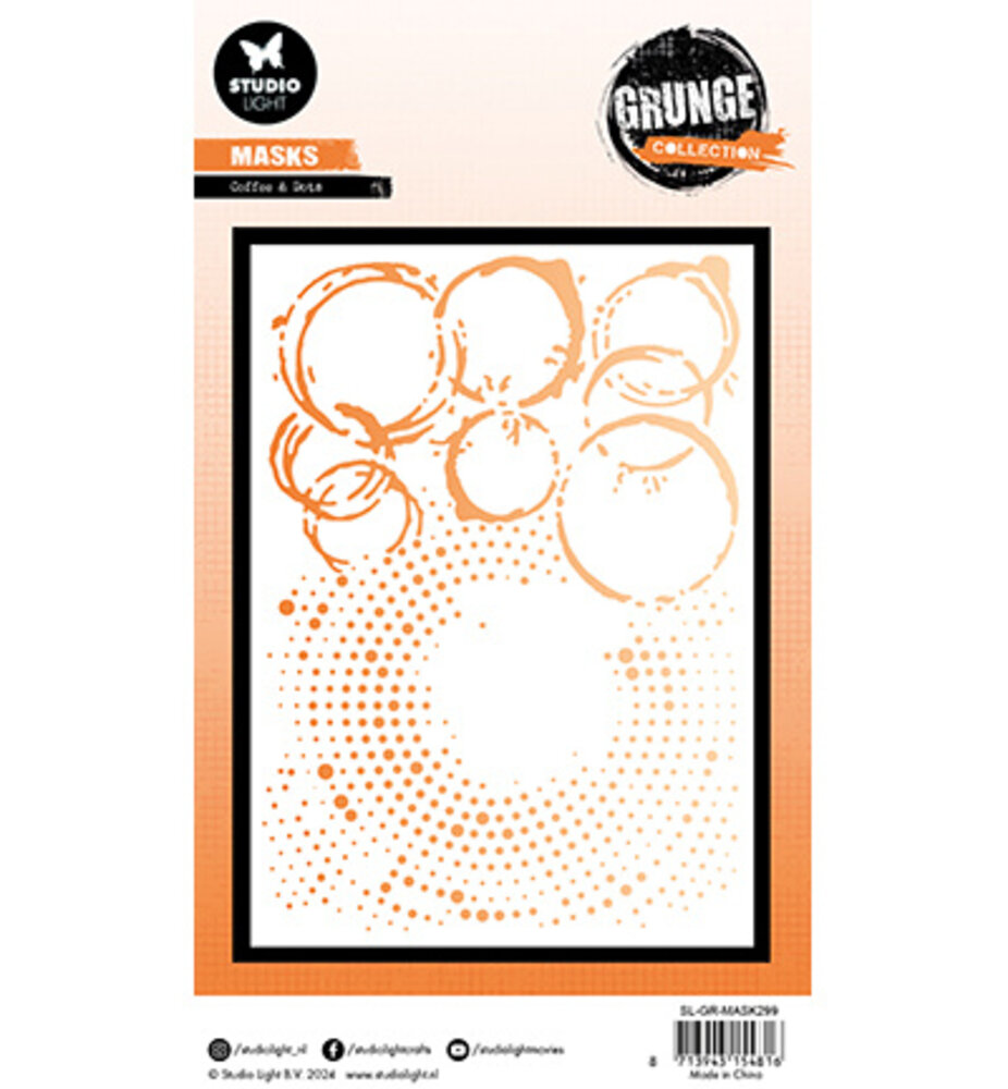 Studio Light Grunge Coffee & Dots Masking Stencil (SL-GR-MASK299) Studio Light Grunge Coffee & Dots Masking Stencil (SL-GR-MASK299)