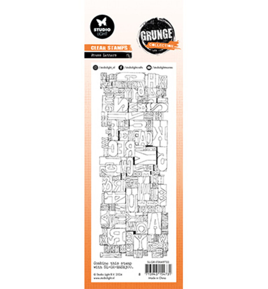 Studio Light Grunge Slimline Clear Stamps Press Letters (SL-GR-STAMP733)