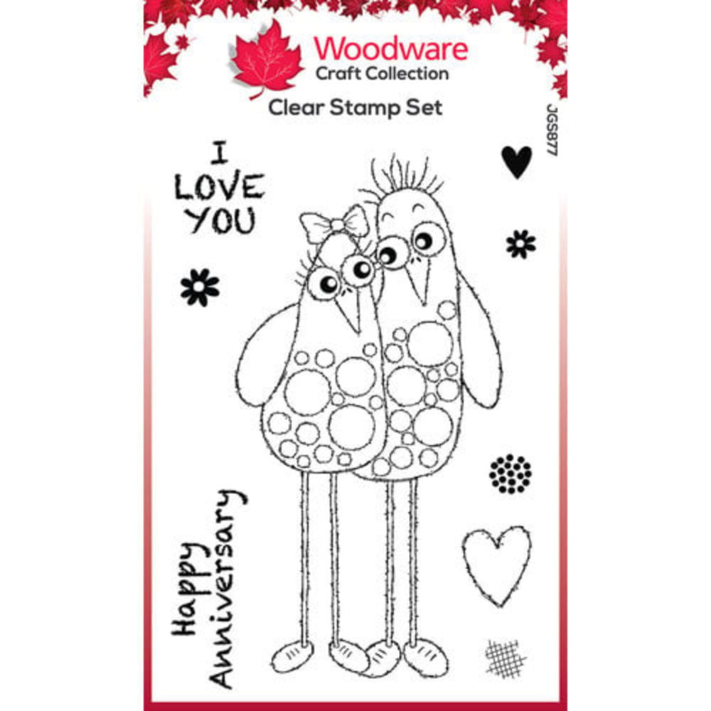 Woodware Singles Bubble Birds Pedro & Rosa Clear Stamps (JGS877)