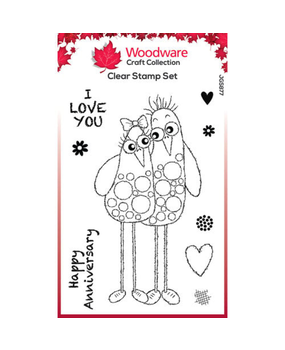 Woodware Singles Bubble Birds Pedro & Rosa Clear Stamps (JGS877)