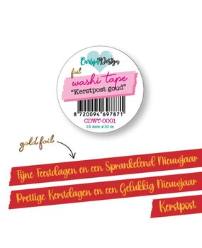 Carlijn Design Washi Tape Kerstpost Goud (CDWT-0001) Carlijn Design Washi Tape Kerstpost Goud (CDWT-0001)