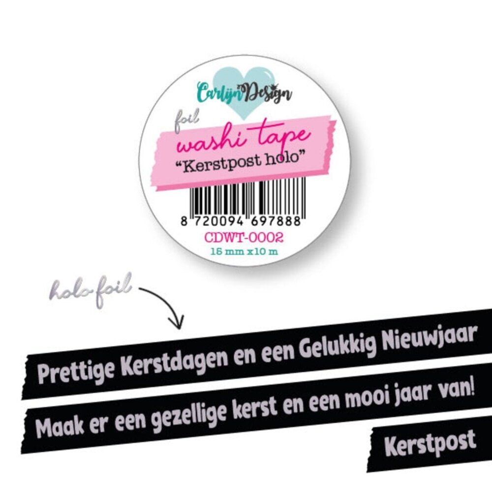 Carlijn Design Washi Tape Kerstpost Holo (CDWT-0002) Carlijn Design Washi Tape Kerstpost Holo (CDWT-0002)