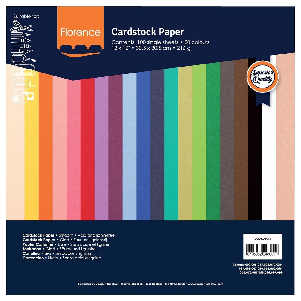 Vaessen Creative Florence 12x12 Inch Cardstock Paper Pack (2926-998) Vaessen Creative Florence 12x12 Inch Cardstock Paper Pack (2926-998)