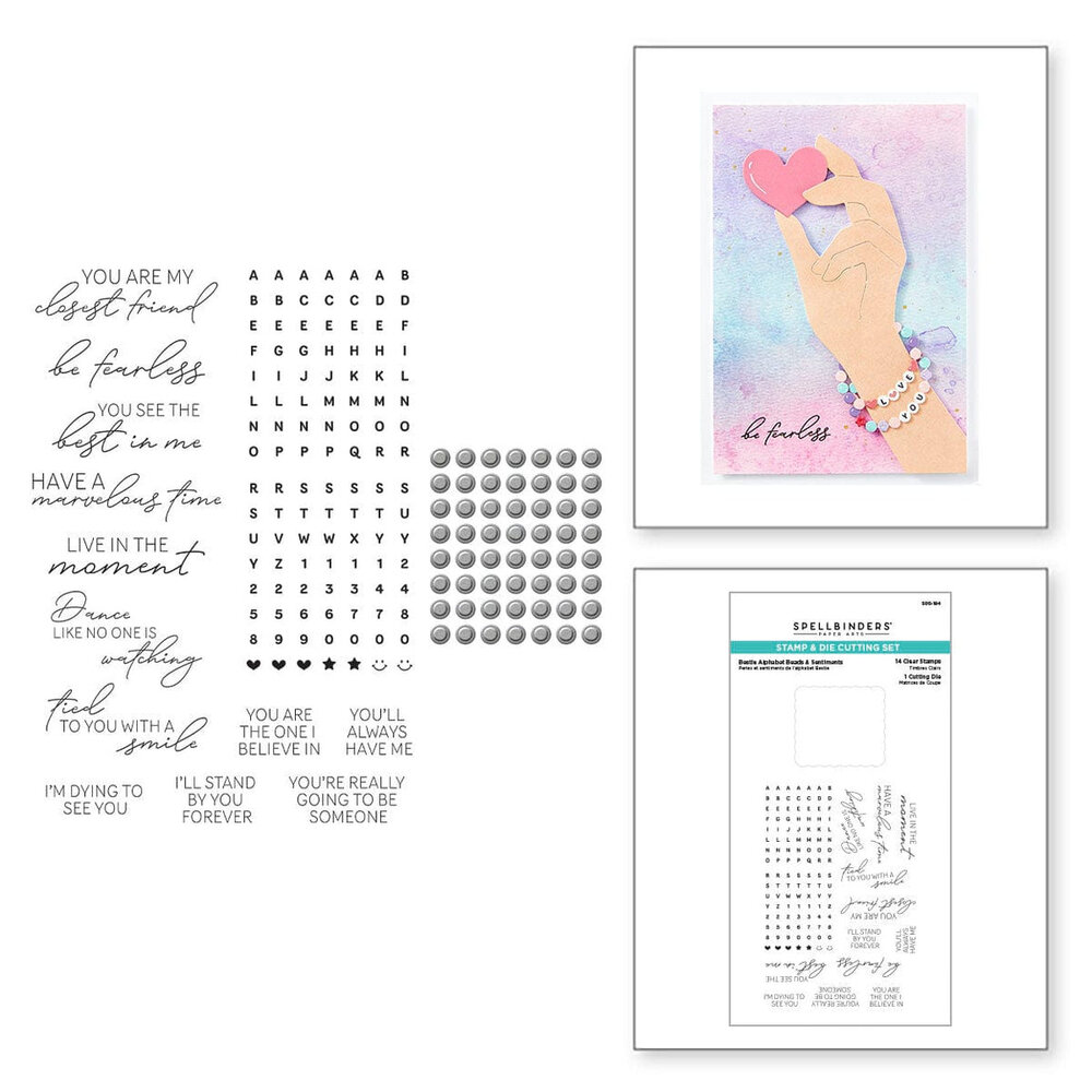 Spellbinders Beads of Friendship Bestie Alphabet Beads & Sentiments Stamp & Die Set (SDS-194)