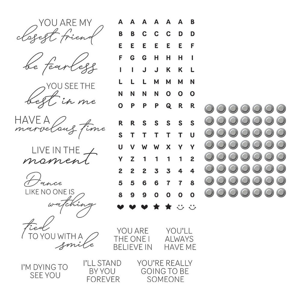 Spellbinders Beads of Friendship Bestie Alphabet Beads & Sentiments Stamp & Die Set (SDS-194)