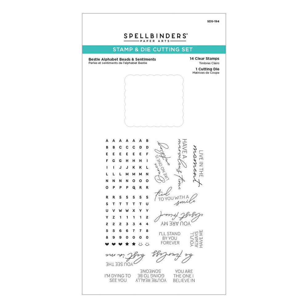 Spellbinders Beads of Friendship Bestie Alphabet Beads & Sentiments Stamp & Die Set (SDS-194)