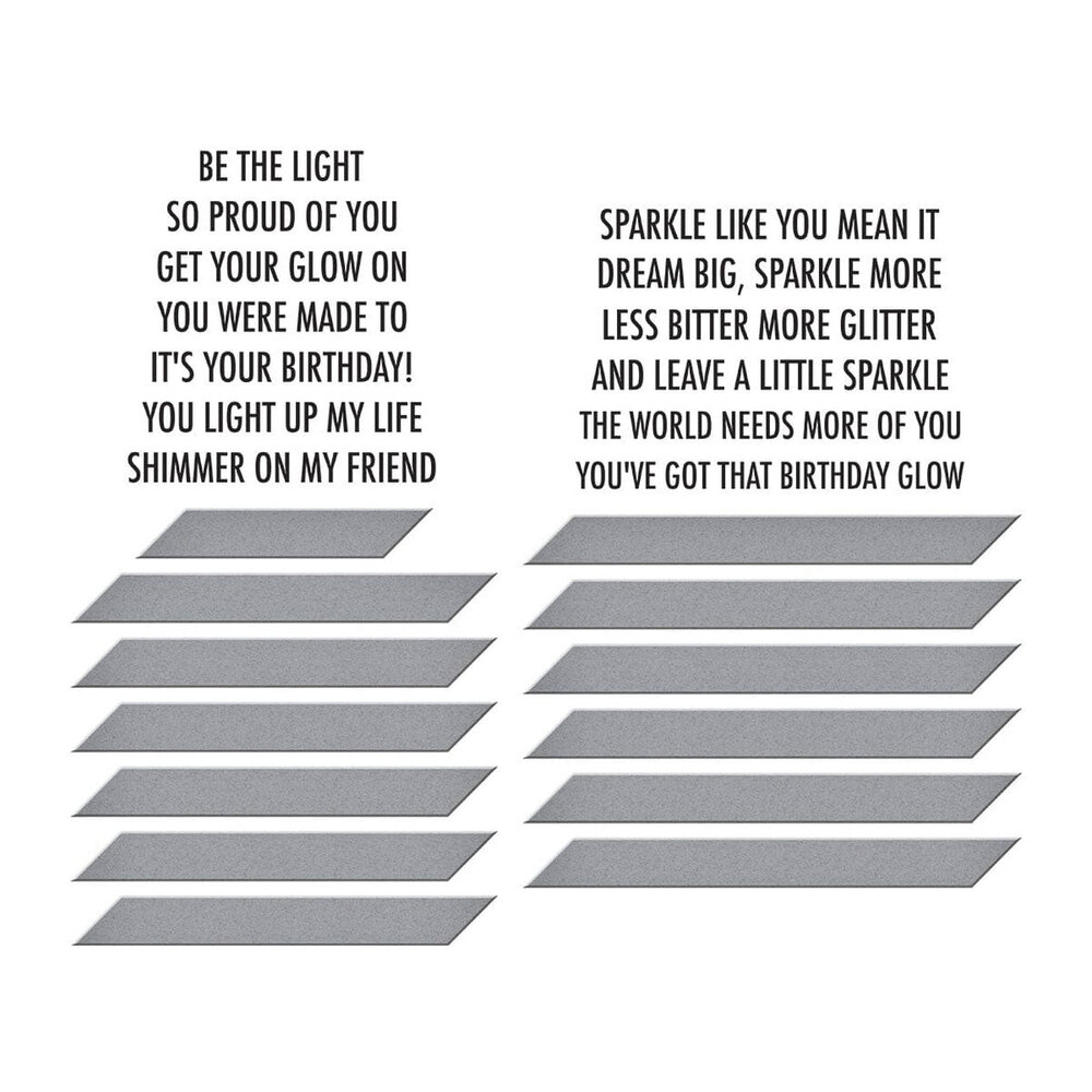Spellbinders Shine Bright Sentiment Strips Press Plate & Die Set (BP-206)