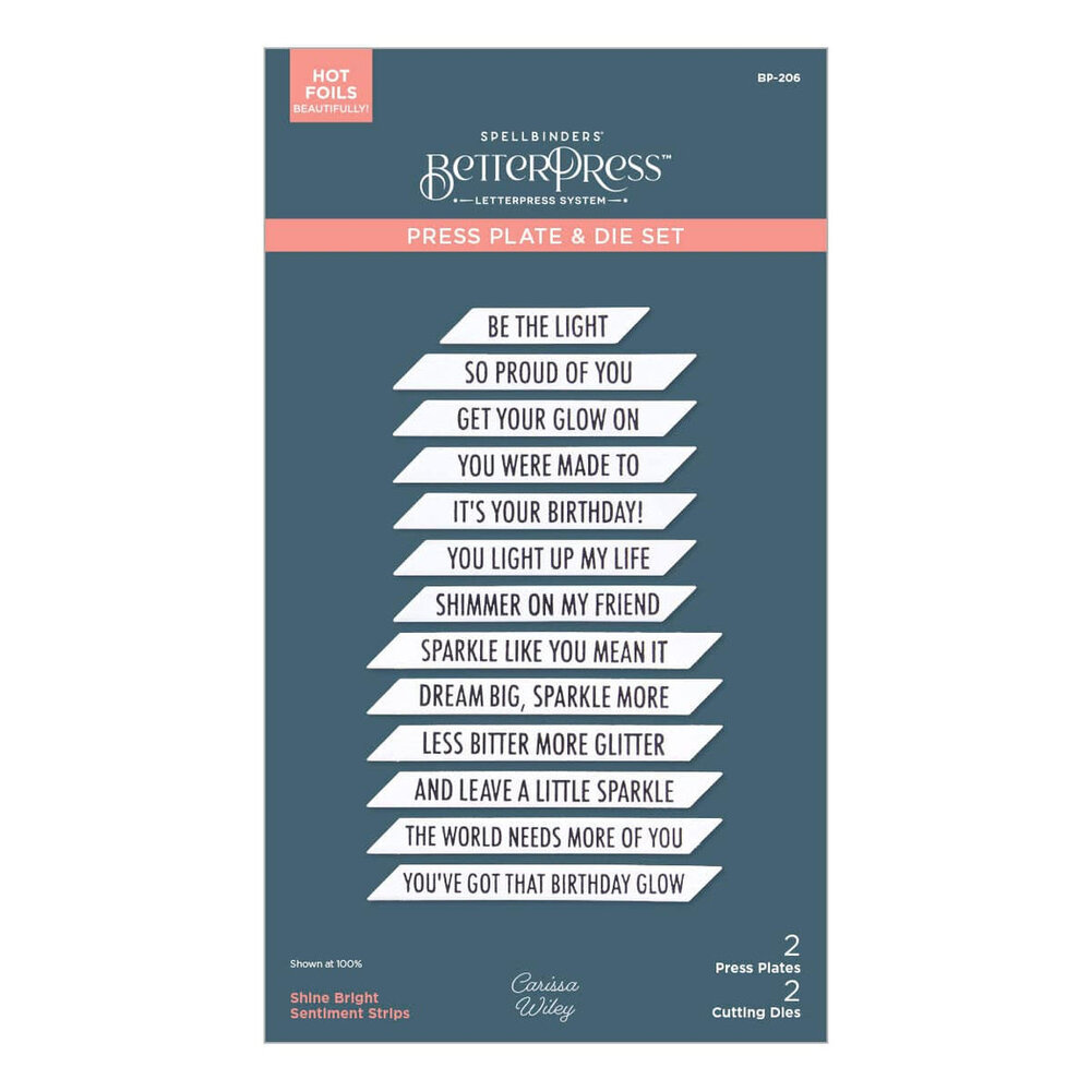 Spellbinders Shine Bright Sentiment Strips Press Plate & Die Set (BP-206)