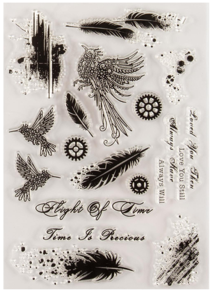 Dawn Bibby Wings Of Time Clear Stamps Steampunk Feather & Grunge (DB1034) Dawn Bibby Wings Of Time Clear Stamps Steampunk Feather & Grunge (DB1034)