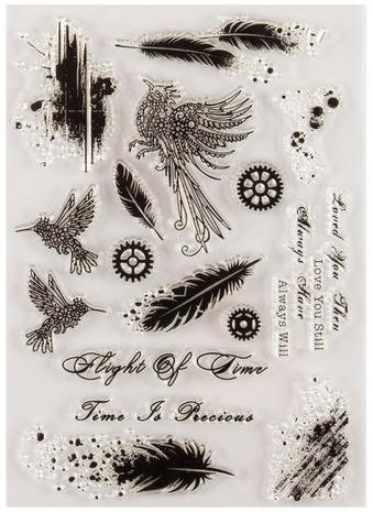 Dawn Bibby Wings Of Time Clear Stamps Steampunk Feather & Grunge (DB1034) Dawn Bibby Wings Of Time Clear Stamps Steampunk Feather & Grunge (DB1034)