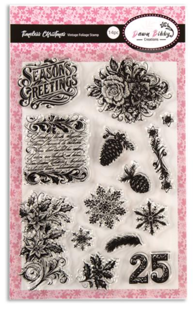 Dawn Bibby Timeless Christmas Clear Stamps Vintage Foliage (DB1043)
