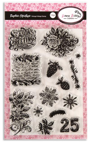 Dawn Bibby Timeless Christmas Clear Stamps Vintage Foliage (DB1043)