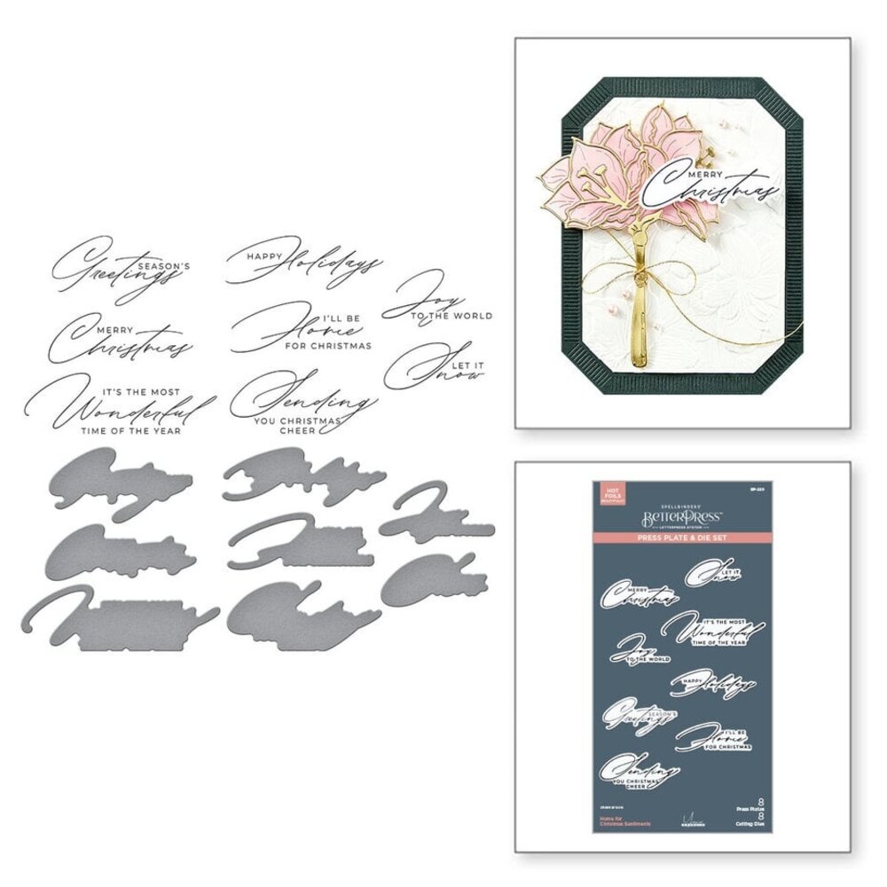 Spellbinders Amaryllis Christmas Home for Christmas Sentiments Press Plate & Die Set (BP-220) Spellbinders Amaryllis Christmas Home for Christmas Sentiments Press Plate & Die Set (BP-220)
