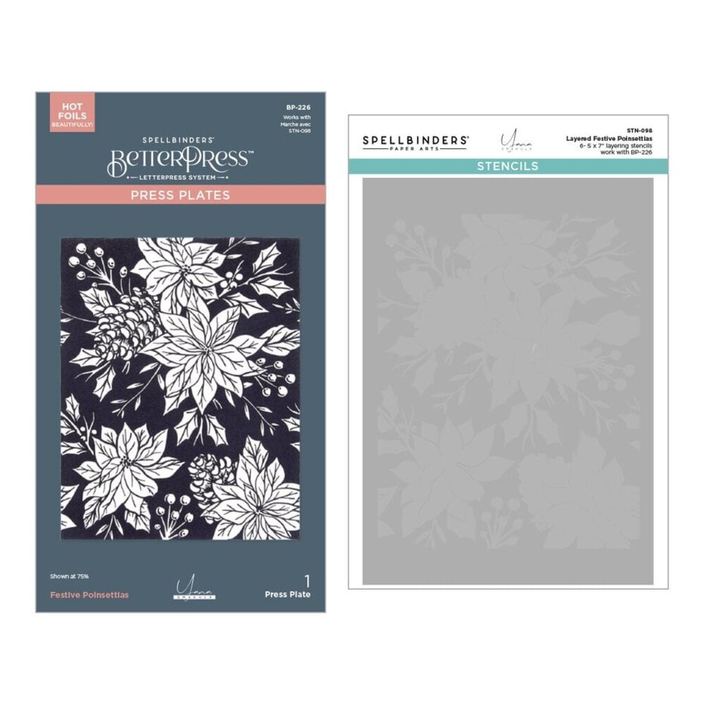 Spellbinders Amaryllis Christmas Festive Poinsettias Press Plate and Stencil Bundle (BD-0898) Spellbinders Amaryllis Christmas Festive Poinsettias Press Plate and Stencil Bundle (BD-0898)