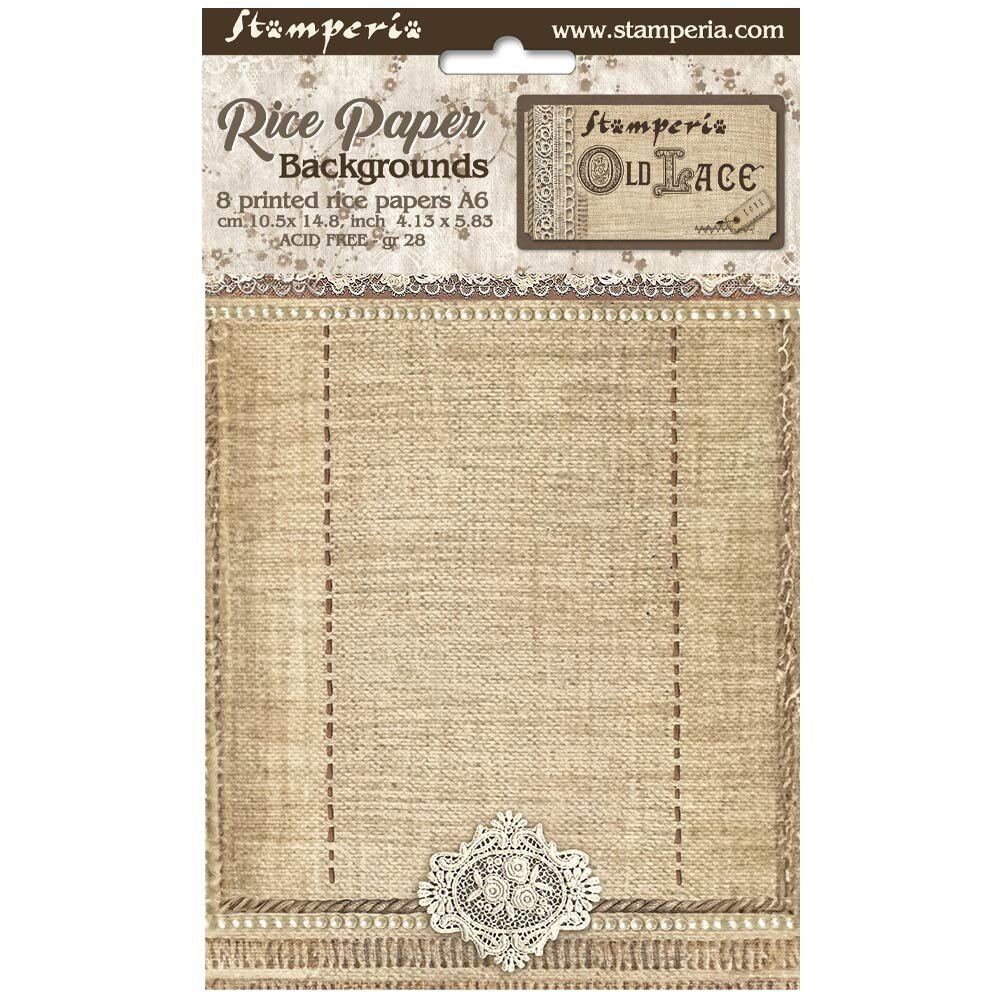 Stamperia Old Lace A6 Rice Paper Backgrounds (DFSAK6032)