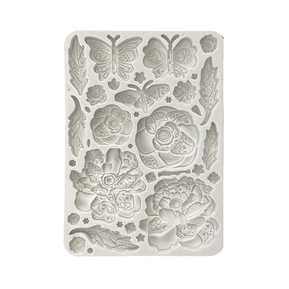 Stamperia Old Lace Silicon Mould A5 Butterfly and Flowers (KACMA544) Stamperia Old Lace Silicon Mould A5 Butterfly and Flowers (KACMA544)