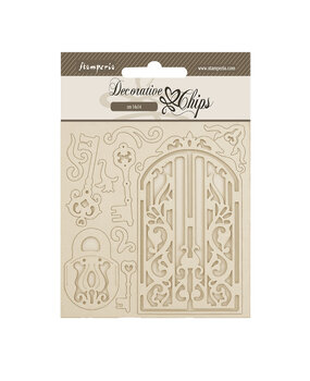 Stamperia Old Lace Decorative Chips Gate and Key (SCB242) Stamperia Old Lace Decorative Chips Gate and Key (SCB242)