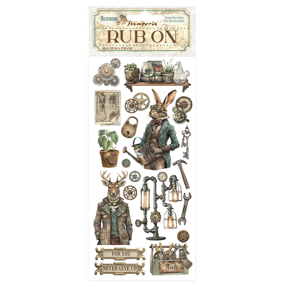 Stamperia Alterego Rub-On 4x8,5 Inch Gears and Tools (DFLRB119) Stamperia Alterego Rub-On 4x8,5 Inch Gears and Tools (DFLRB119)