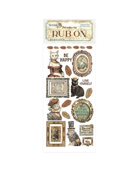 Stamperia Alterego Rub-On 4x8,5 Inch Be Happy Lady Cat (DFLRB120)