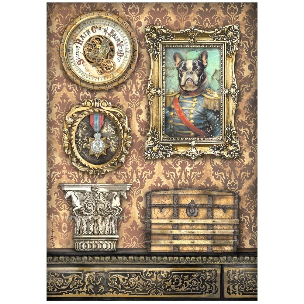 Stamperia Alterego A4 Rice Paper Chair Frame With Dog (DFSA4956) Stamperia Alterego A4 Rice Paper Chair Frame With Dog (DFSA4956)