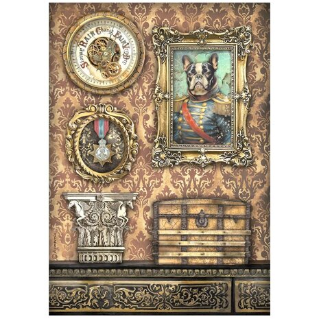Stamperia Alterego A4 Rice Paper Chair Frame With Dog (DFSA4956) Stamperia Alterego A4 Rice Paper Chair Frame With Dog (DFSA4956)