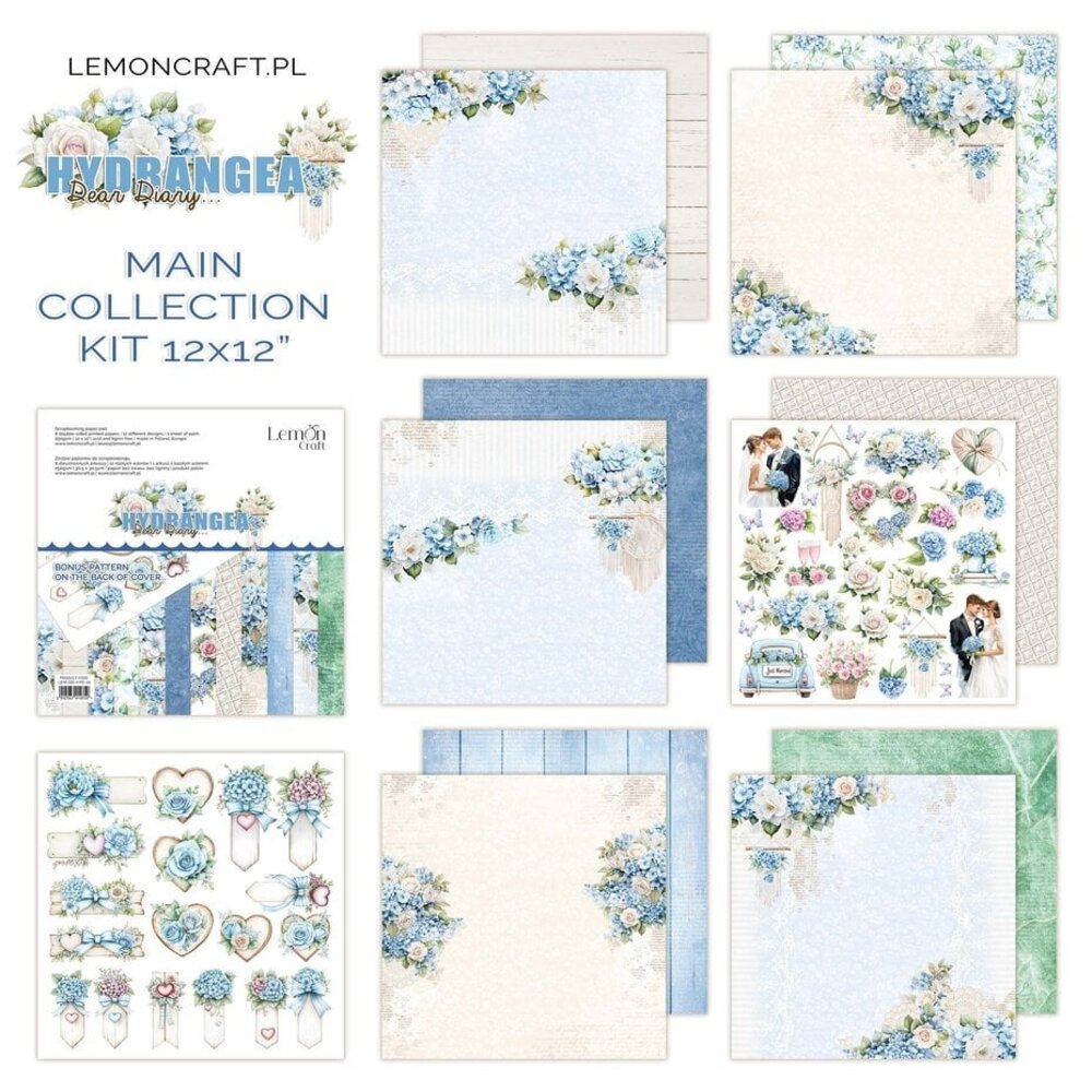 LemonCraft Dear Diary Hydrangea 12x12 Inch Paper Pad (LEM-DD-HYD-01)