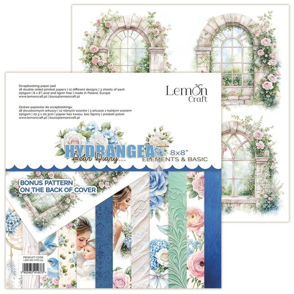 LemonCraft Dear Diary Hydrangea 8x8 Inch Elements & Basic Paper Pad (LEM-DD-HYD-03) LemonCraft Dear Diary Hydrangea 8x8 Inch Elements & Basic Paper Pad (LEM-DD-HYD-03)