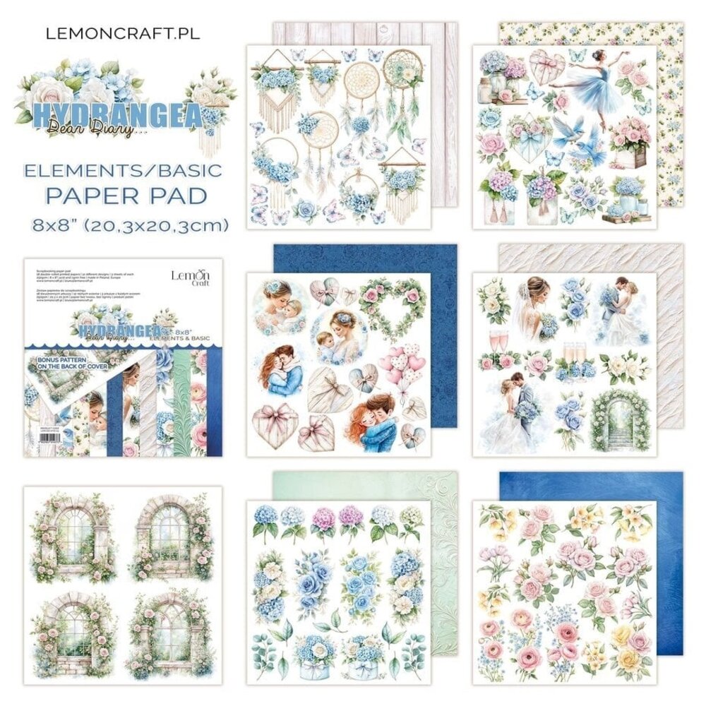 LemonCraft Dear Diary Hydrangea 8x8 Inch Elements & Basic Paper Pad (LEM-DD-HYD-03) LemonCraft Dear Diary Hydrangea 8x8 Inch Elements & Basic Paper Pad (LEM-DD-HYD-03)