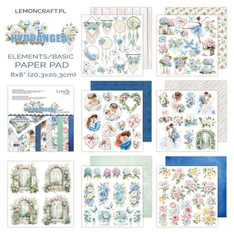 LemonCraft Dear Diary Hydrangea 8x8 Inch Elements & Basic Paper Pad (LEM-DD-HYD-03) LemonCraft Dear Diary Hydrangea 8x8 Inch Elements & Basic Paper Pad (LEM-DD-HYD-03)