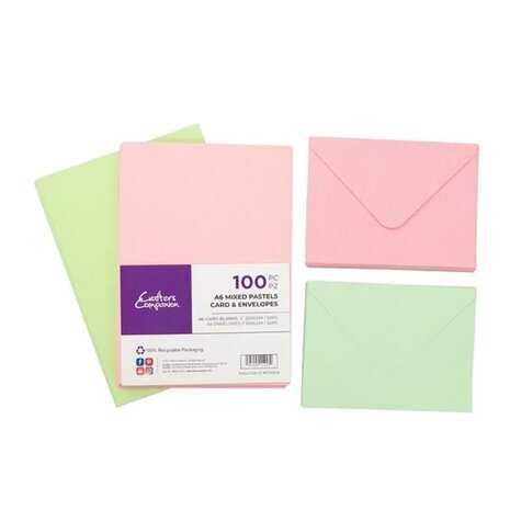 Crafter's Companion Card & Envelopes A6 Mixed Pastels (100pcs) (CC-MPCBEN-A6)