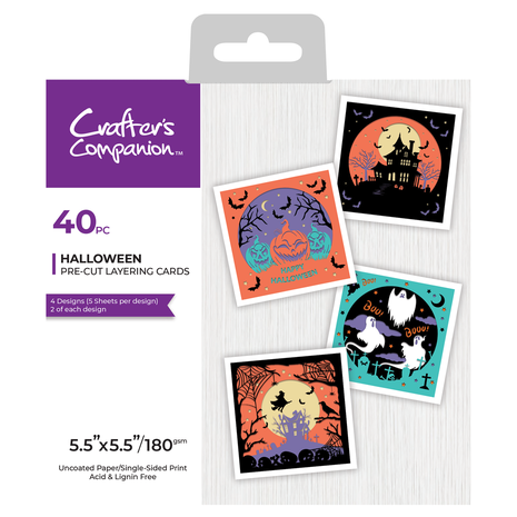 Crafter's Companion Halloween 5.5x5.5 Inch Pre Cut Layering Cards (CC-PCLP-5.5-HAL)