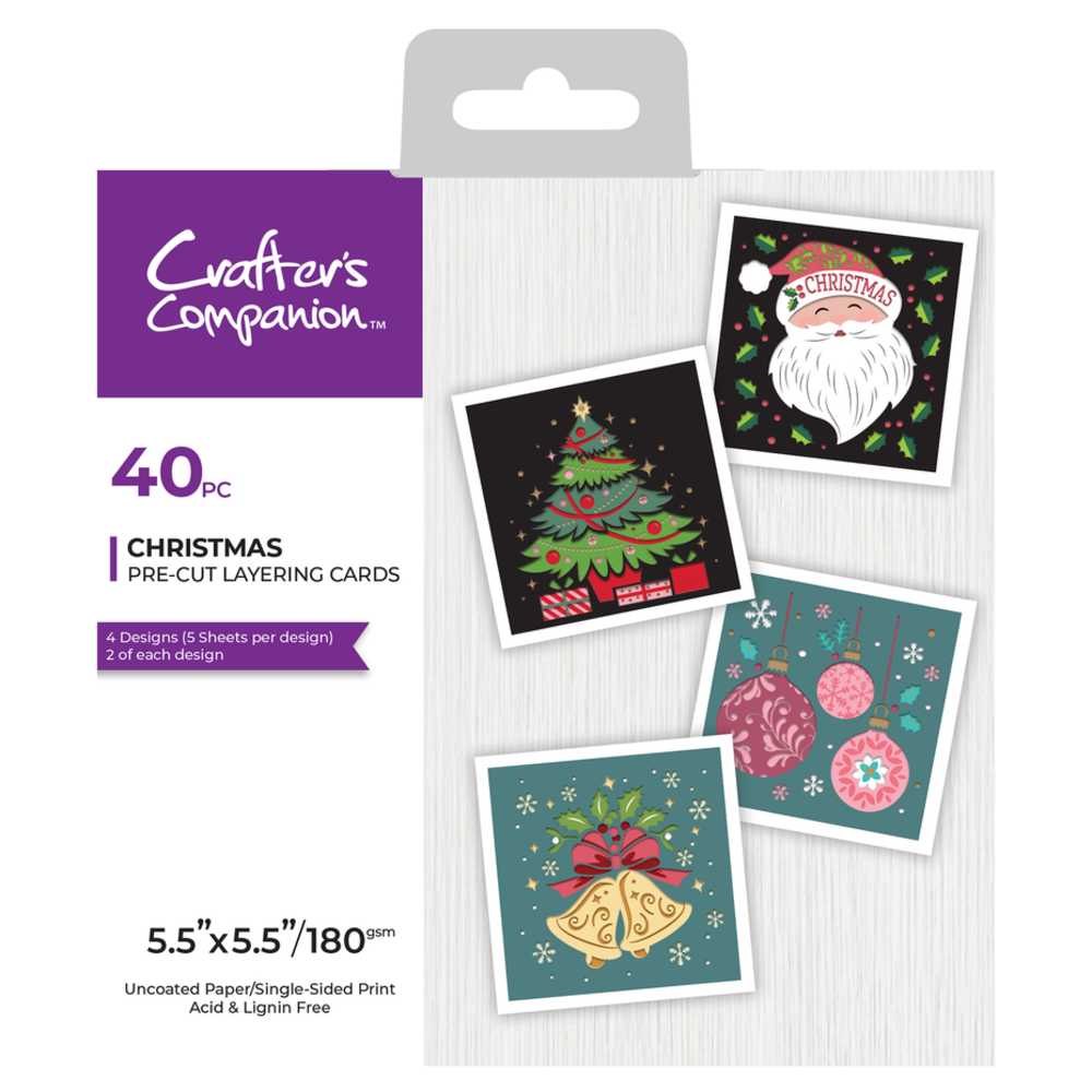 Crafter's Companion Christmas 5.5x5.5 Inch Pre Cut Layering Cards (CC-PCLP-5.5-CHR) Crafter's Companion Christmas 5.5x5.5 Inch Pre Cut Layering Cards (CC-PCLP-5.5-CHR)