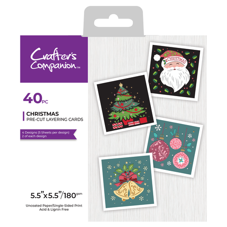 Crafter's Companion Christmas 5.5x5.5 Inch Pre Cut Layering Cards (CC-PCLP-5.5-CHR) Crafter's Companion Christmas 5.5x5.5 Inch Pre Cut Layering Cards (CC-PCLP-5.5-CHR)