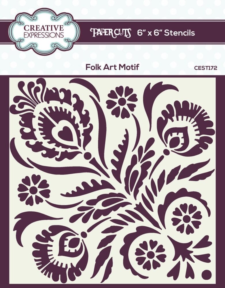 Creative Expressions Folk Art Motif 6x6 Inch Stencil (CEST172)