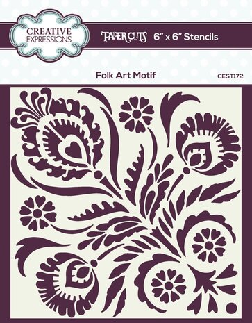 Creative Expressions Folk Art Motif 6x6 Inch Stencil (CEST172)