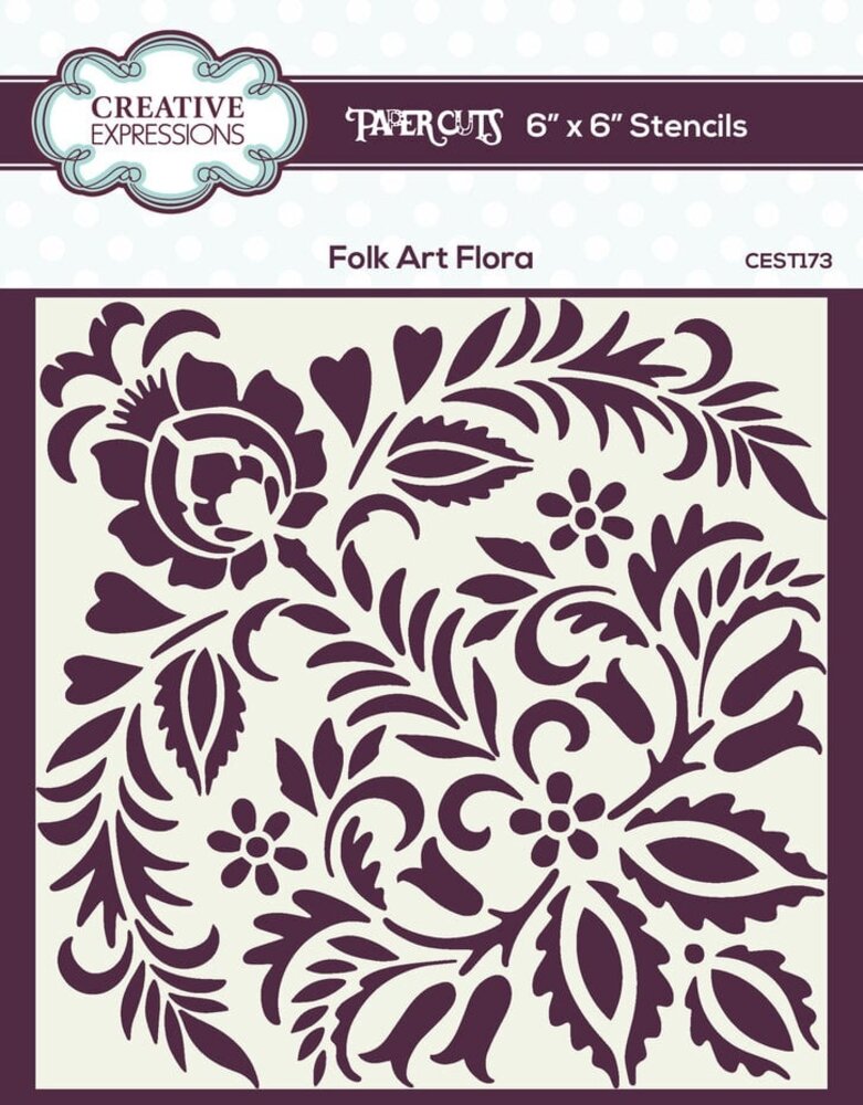 Creative Expressions Folk Art Flora 6x6 Inch Stencil (CEST173) Creative Expressions Folk Art Flora 6x6 Inch Stencil (CEST173)