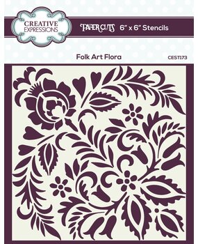 Creative Expressions Folk Art Flora 6x6 Inch Stencil (CEST173) Creative Expressions Folk Art Flora 6x6 Inch Stencil (CEST173)