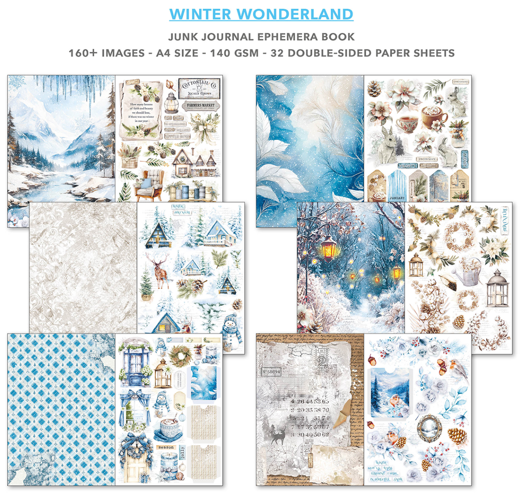 Ciao Bella Papercrafting Winter Wonderland A4 Junk Journal Ephemera Book (CBB001)