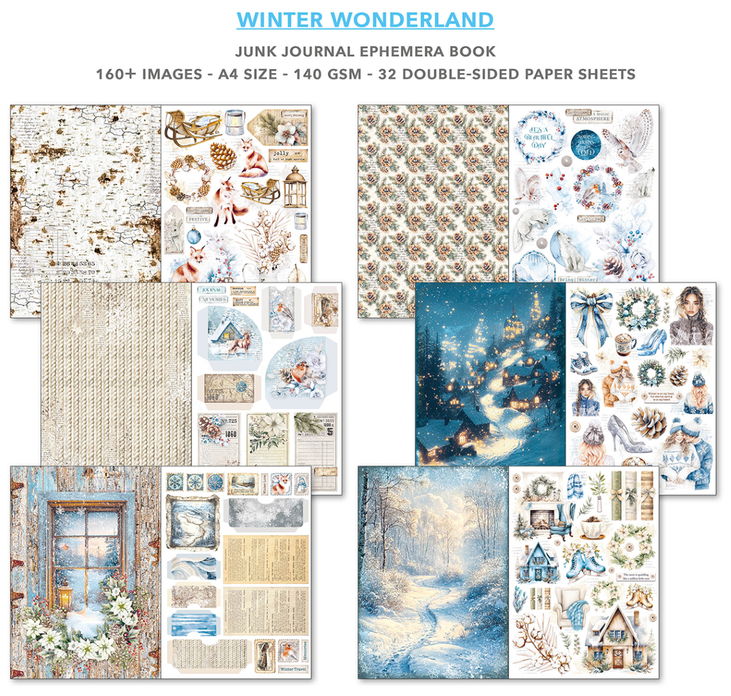 Ciao Bella Papercrafting Winter Wonderland A4 Junk Journal Ephemera Book (CBB001)