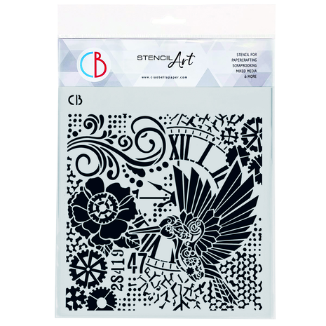 Ciao Bella Papercrafting Espirit de Voyage 8x8 Inch Masking Stencil Clockwork Whimsy (MS8-059) Ciao Bella Papercrafting Espirit de Voyage 8x8 Inch Masking Stencil Clockwork Whimsy (MS8-059)