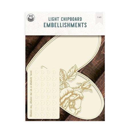 P13 Love Stories Light Chipboard Embellishments Shaker Base Heart (P13-LST-58)