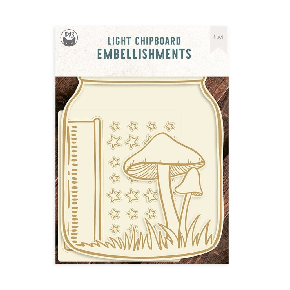 P13 Into the Woods Light Chipboard Embellishments Shaker Base Jar (P13-ITW-58)