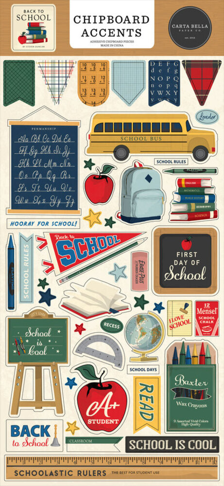 Carta Bella Back To School 6x13 Inch Chipboard Accents (CBBTS401021) Carta Bella Back To School 6x13 Inch Chipboard Accents (CBBTS401021)