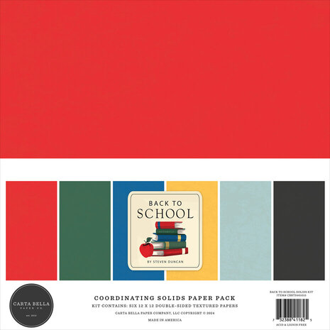 Carta Bella Back To School 12x12 Inch Coordinating Solids Paper Pack (CBBTS401015) Carta Bella Back To School 12x12 Inch Coordinating Solids Paper Pack (CBBTS401015)