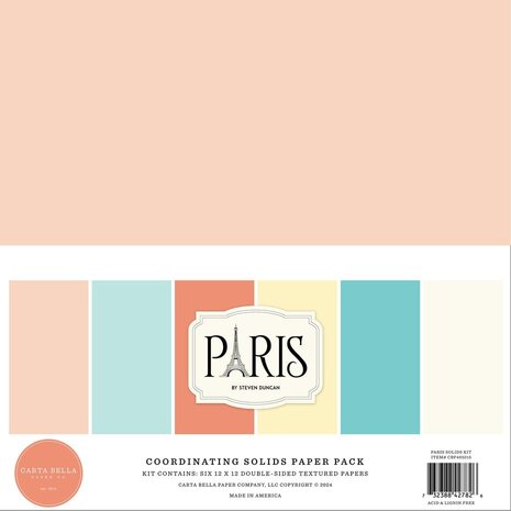 Carta Bella Paris 12x12 Inch Coordinating Solids Paper Pack (CBP405015) Carta Bella Paris 12x12 Inch Coordinating Solids Paper Pack (CBP405015)