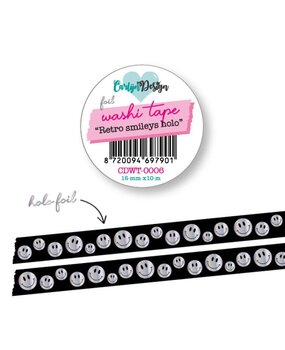 Carlijn Design Washi Tape Retro Smileys Holo (CDWT-0006) Carlijn Design Washi Tape Retro Smileys Holo (CDWT-0006)
