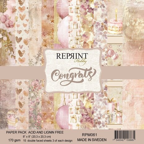 Reprint Congrats 8x8 Inch Paper Pack (RPM061) Reprint Congrats 8x8 Inch Paper Pack (RPM061)